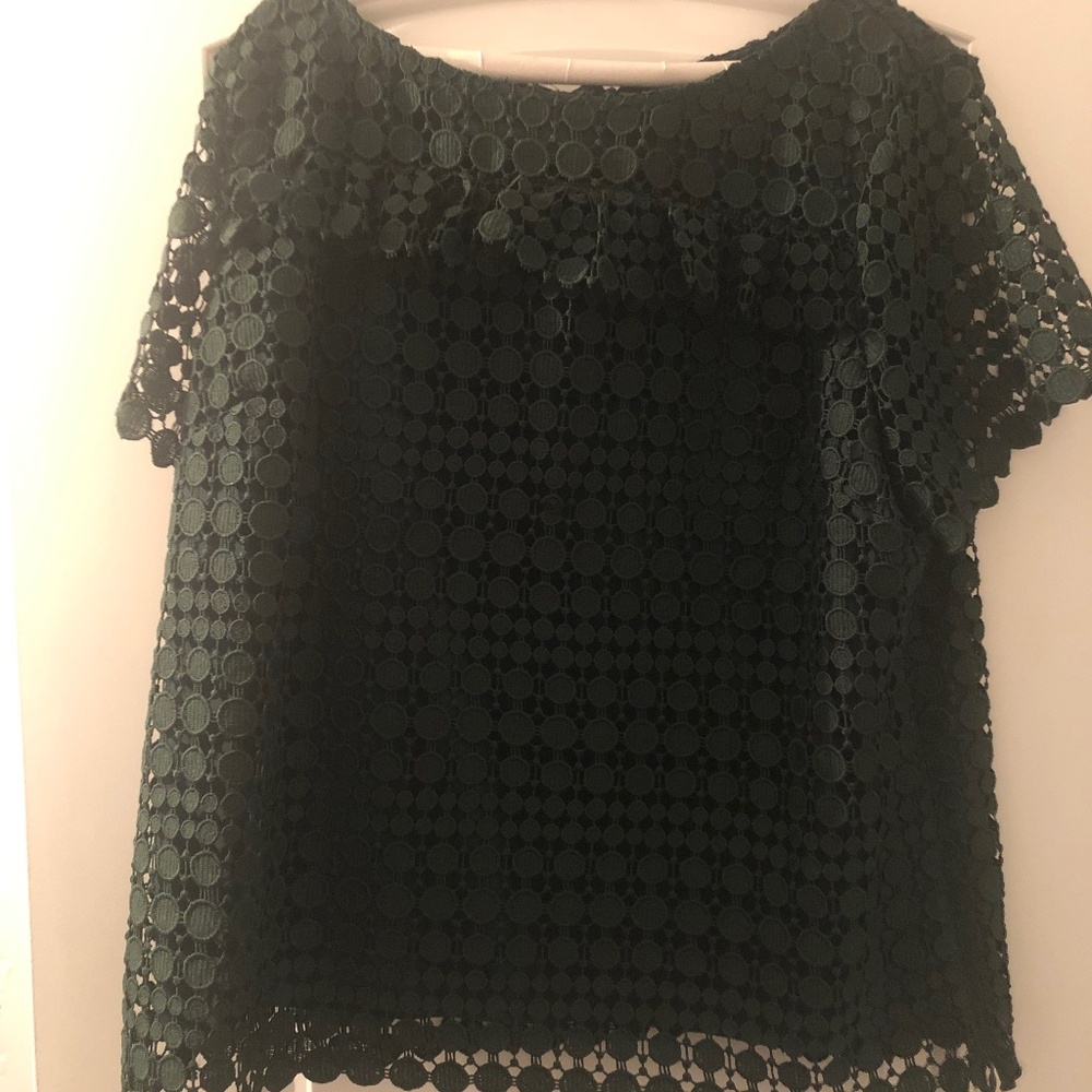 Talbots Dark Green Circle Blouse Size XL